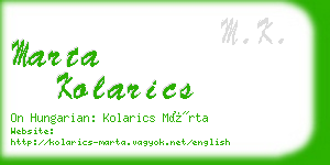 marta kolarics business card